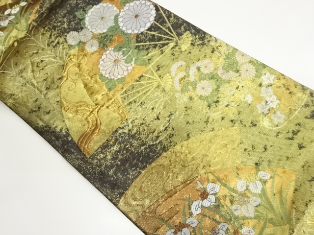 JAPANESE FUKURO OBI / WOVEN FLORAL PLANTS